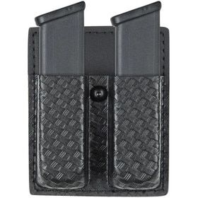 Safariland 75 slim double magazine pouch for Glock 20/21 magazines, black basketweave finish.